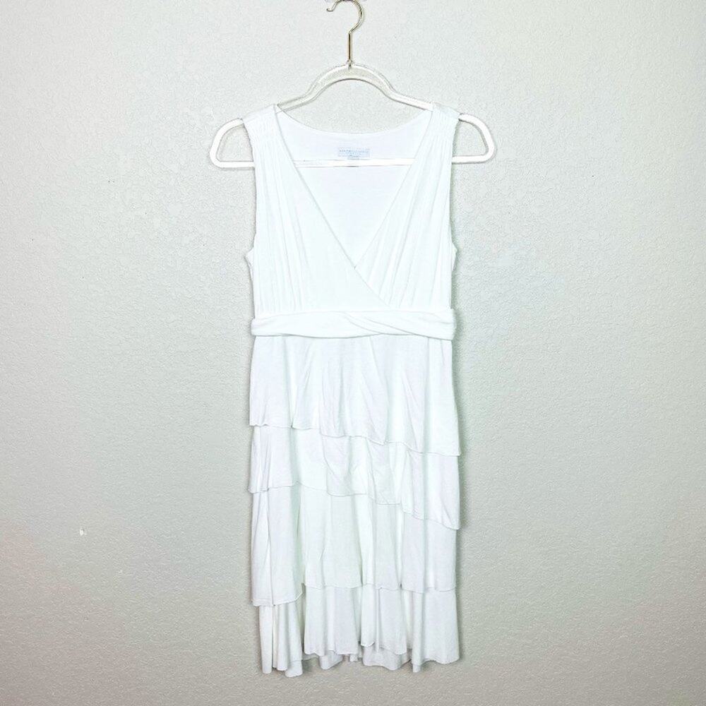 NY & CO Bright White Tiered Dress Size S